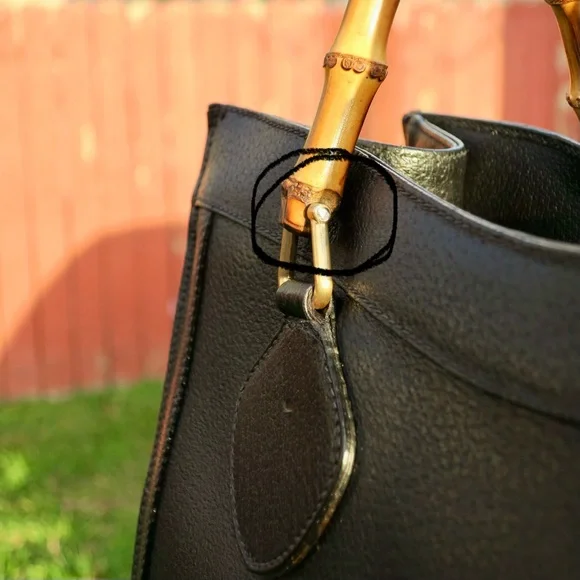 🔥 Vintage Gucci Diana Bamboo Top Handle Bag Black Leather | Classic 90s Gucci - Picture 13 of 13